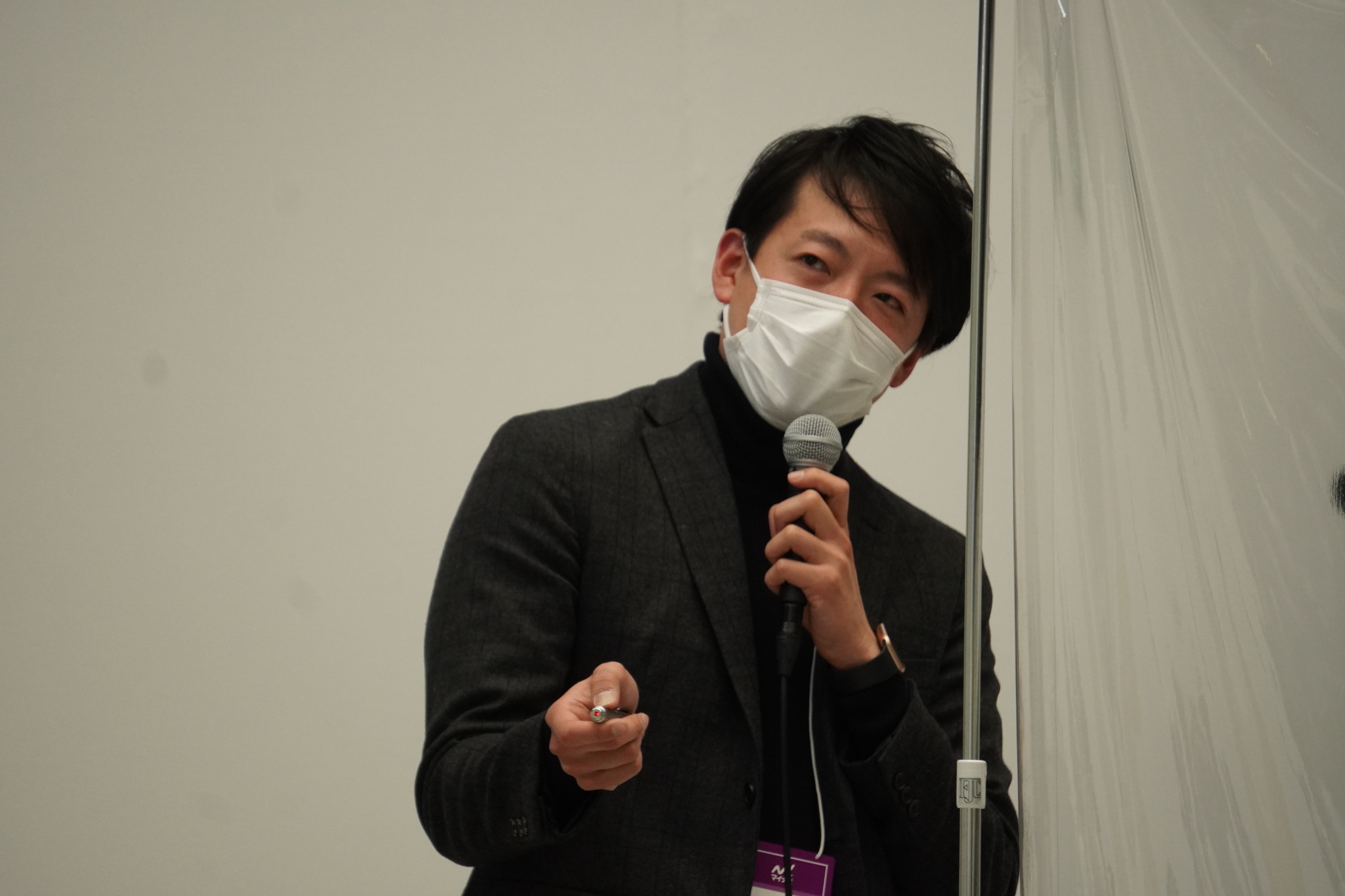 合同企業説明会「マイナビEXPO」で講演する大神田浩由さん＝3月1日、東京ビッグサイトで（比嘉太一撮影）
